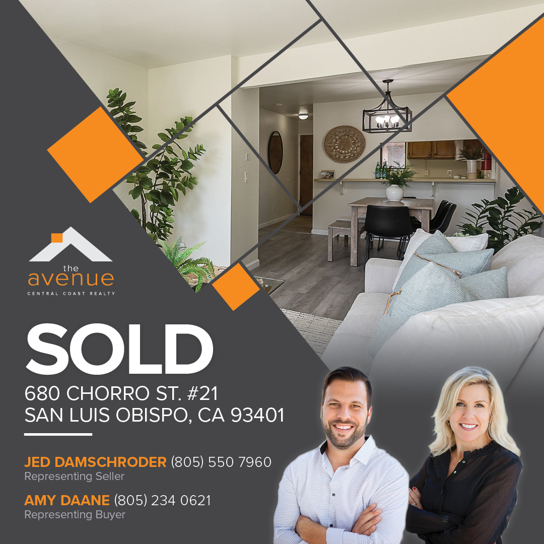 Congrats to Jed and Amy on your joint closing of 680 Chorro St. #21., San Luis Obispo!