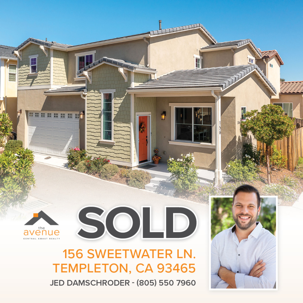 🏡😀 Congrats Jed on your recent closing in TEMPLETON! 🗣 156 Sweetwater Ln., Templeton, CA 93465