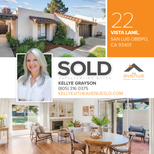 Congrats Kellye Grayson on your closing at 22 Vista Ln, San Luis Obispo, CA 93401! 3 bedroom, 2 bath single level home located in the desirable Los Verdes II community. Kellye Grayson