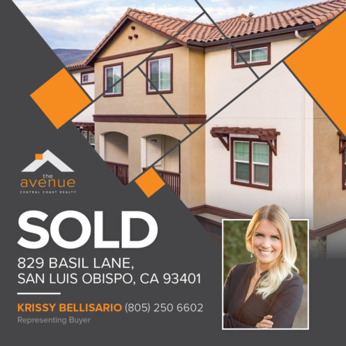 Congratulations Krissy Bellisario on your closing of 829 Basil Ln, San Luis Obispo, CA 93401!