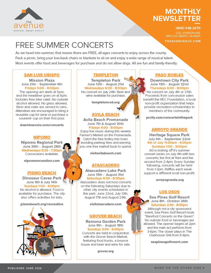 The Avenue Central Coast Realty JUNE 2024 Real Estate Newsletter - BACK