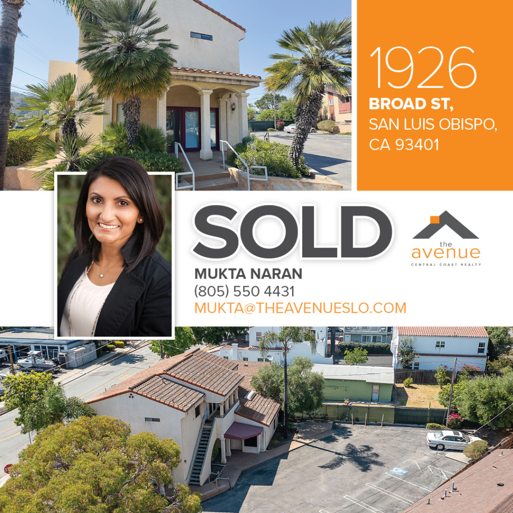 ✨SOLD! Congratulations to Mukta Naran on her recent closing of a mixed use property located at 1926 Broad Street in San Luis Obispo!🏡🔑