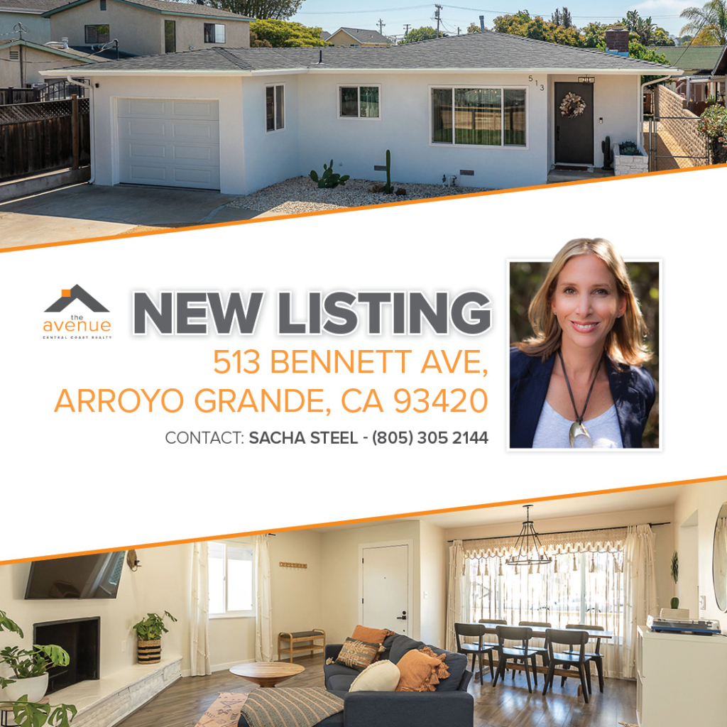 🏡 NEW 3/2 LISTING in Arroyo Grande in great location - 513 Bennett Ave, Arroyo Grande, CA 93420.