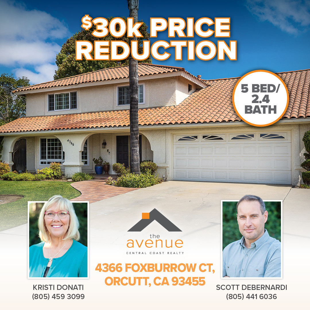 🏡 $30,000 PRICE REDUCTION: 5 Bed/2.5 Bath, Foxenwood Estates Home On Quiet Cul-de-Sac - 4366 Foxburrow Ct, Orcutt, CA 93455.