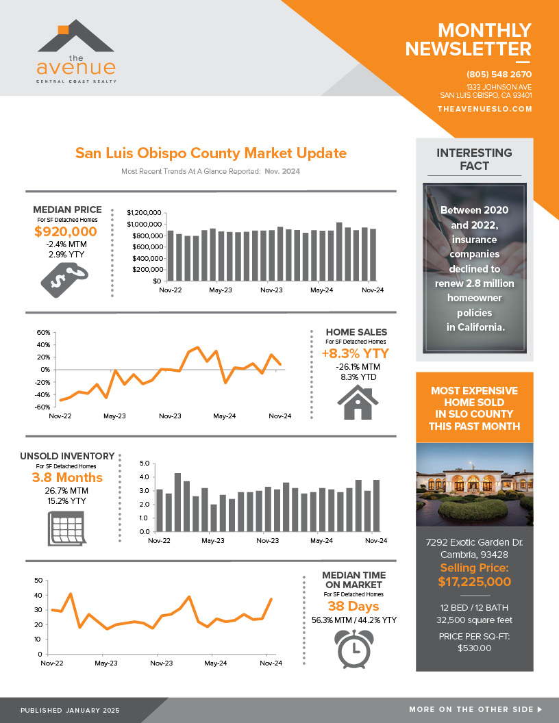 The Avenue Central Coast realty January 2025 newsletter front