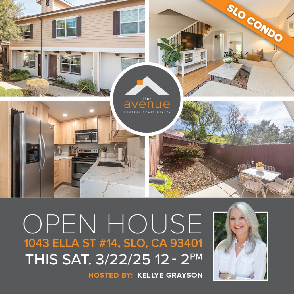 🏡 OPEN HOUSE Condo in SLO this Saturday. 🏡 1043 Ella St #14, San Luis Obispo, CA 93401. 12–2pm this Sat, 3/22/25.