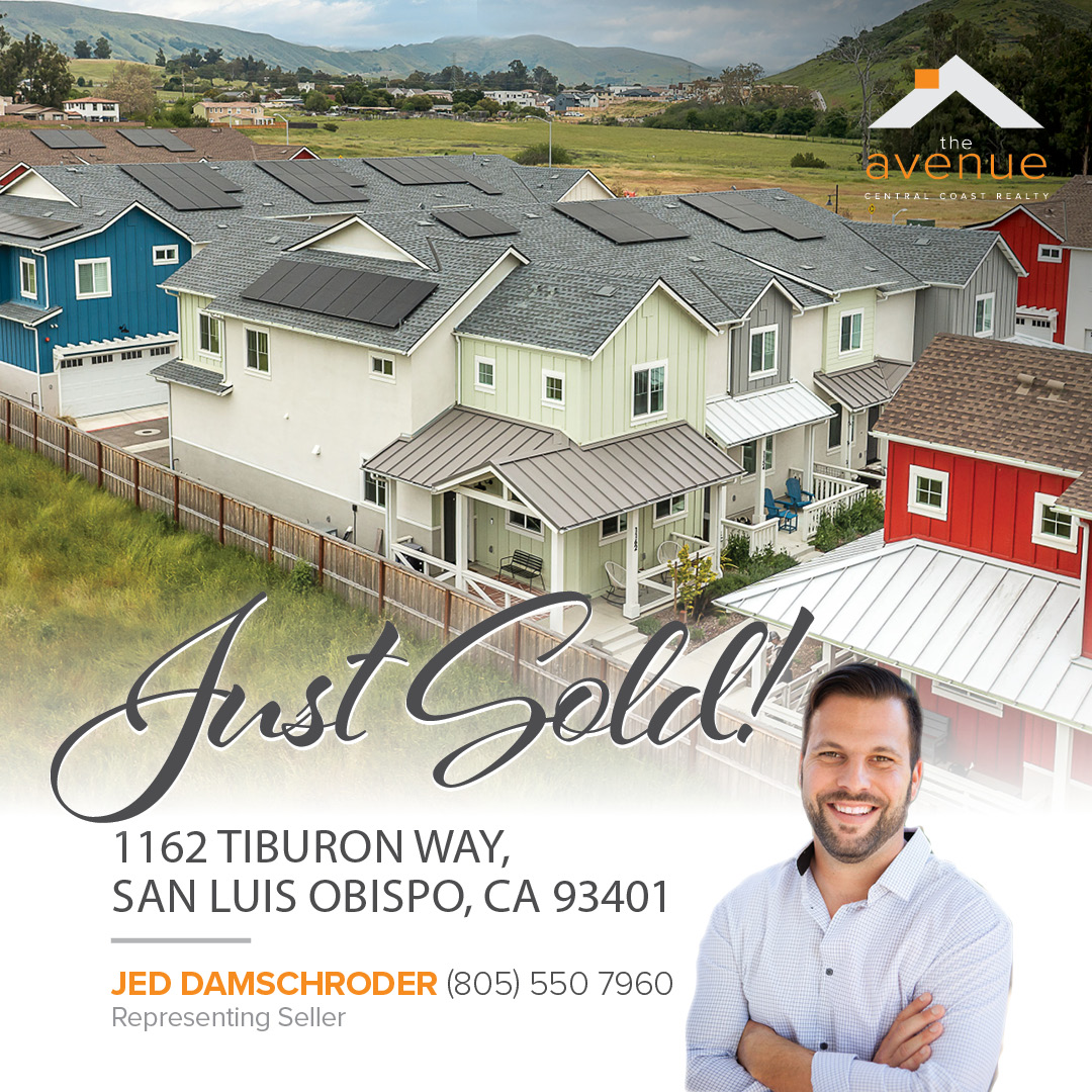 👏🏡 TOWNHOME SOLD! Congrats Jed Damschroder on your recent closing of 1162 Tiburon Way, San Luis Obispo, CA 93401 - Representing Seller